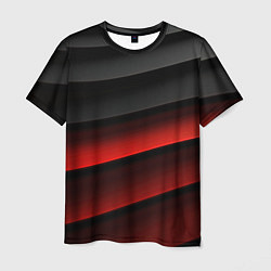 Футболка мужская Черно-красный объемный градиент, цвет: 3D-принт