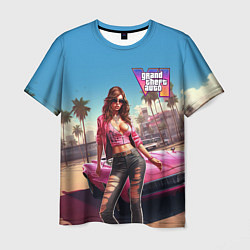 Футболка мужская GTA 6 girl logo, цвет: 3D-принт