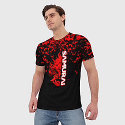 Футболка мужская Cyberpunk samurai красные краски, цвет: 3D-принт — фото 2