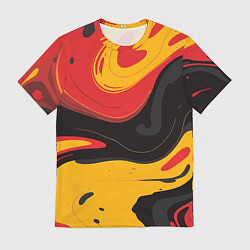 Мужская футболка Красные желтые оранжевые пятна краски