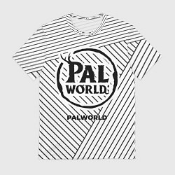Футболка мужская Символ Palworld на светлом фоне с полосами, цвет: 3D-принт