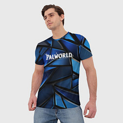 Футболка мужская Palworld логотип синий абстрактный фон, цвет: 3D-принт — фото 2