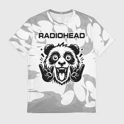 Футболка мужская Radiohead рок панда на светлом фоне, цвет: 3D-принт