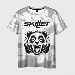 Футболка мужская Skillet рок панда на светлом фоне, цвет: 3D-принт