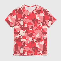 Футболка мужская Розовый кошачий комуфляж, цвет: 3D-принт