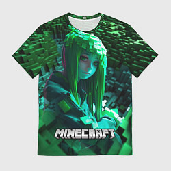 Футболка мужская Minecraft девушка зеленый мир, цвет: 3D-принт