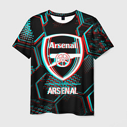 Футболка мужская Arsenal FC в стиле glitch на темном фоне, цвет: 3D-принт