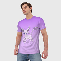 Футболка мужская Espeon Pokemon - розовая кошка покемон, цвет: 3D-принт — фото 2