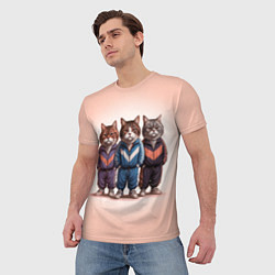 Футболка мужская Три полосатых кота в спортивных костюмах пацана, цвет: 3D-принт — фото 2