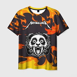 Футболка мужская Metallica рок панда и огонь, цвет: 3D-принт