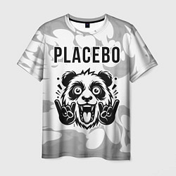 Футболка мужская Placebo рок панда на светлом фоне, цвет: 3D-принт