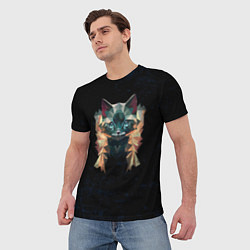 Футболка мужская Котик полигональный, цвет: 3D-принт — фото 2