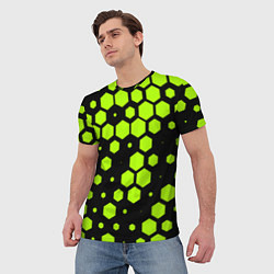 Футболка мужская Зеленые соты киберпанк, цвет: 3D-принт — фото 2