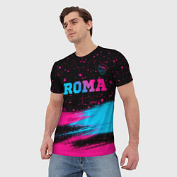 Футболка мужская Roma - neon gradient посередине, цвет: 3D-принт — фото 2