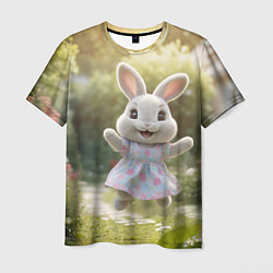 Футболка мужская Забавный белый кролик в платье, цвет: 3D-принт