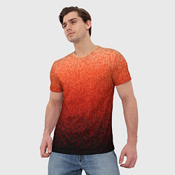 Футболка мужская Полосатый градиент оранжево-красный в чёрный, цвет: 3D-принт — фото 2