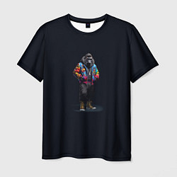 Футболка мужская Стильная горилла на черном фоне, цвет: 3D-принт