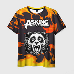 Футболка мужская Asking Alexandria рок панда и огонь, цвет: 3D-принт
