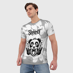 Футболка мужская Slipknot рок панда на светлом фоне, цвет: 3D-принт — фото 2