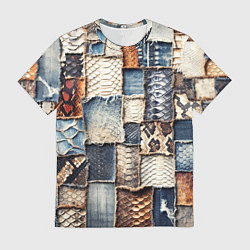 Мужская футболка Змеиная кожа - пэчворк