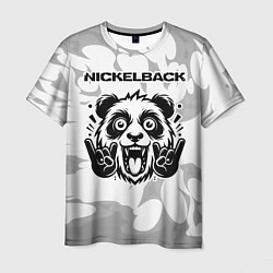 Футболка мужская Nickelback рок панда на светлом фоне, цвет: 3D-принт
