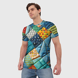 Футболка мужская Лоскутное одеяло - пэчворк, цвет: 3D-принт — фото 2