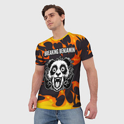 Футболка мужская Breaking Benjamin рок панда и огонь, цвет: 3D-принт — фото 2