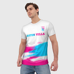 Футболка мужская Aston Villa neon gradient style посередине, цвет: 3D-принт — фото 2