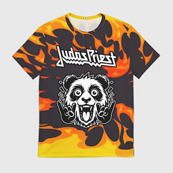 Футболка мужская Judas Priest рок панда и огонь, цвет: 3D-принт