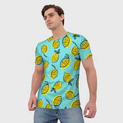 Футболка мужская Летние лимоны - паттерн, цвет: 3D-принт — фото 2