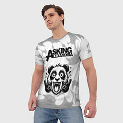 Футболка мужская Asking Alexandria рок панда на светлом фоне, цвет: 3D-принт — фото 2