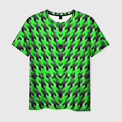 Футболка мужская Чёрно-зелёный паттерн, цвет: 3D-принт