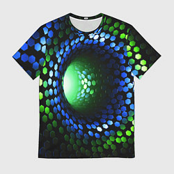 Мужская футболка Червоточина - гексагональные чешуйки со свечением