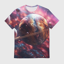 Мужская футболка Объемный космос и планеты