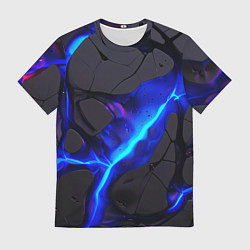 Мужская футболка Темный синий неон из разлома плит