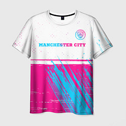 Футболка мужская Manchester City neon gradient style посередине, цвет: 3D-принт