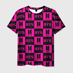 Футболка мужская BTS pattern pink logo, цвет: 3D-принт