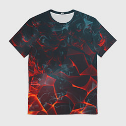 Мужская футболка Темная абстракция с разломом красных плит