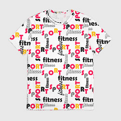 Мужская футболка Спортивный паттерн с текстом желтого красного черн