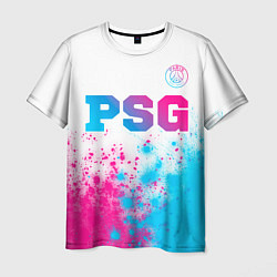 Футболка мужская PSG neon gradient style посередине, цвет: 3D-принт