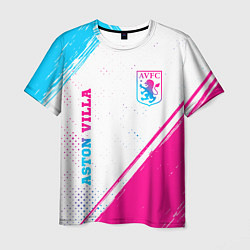 Футболка мужская Aston Villa neon gradient style вертикально, цвет: 3D-принт