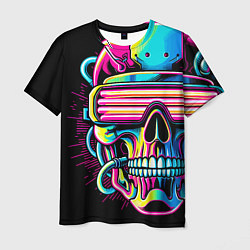 Футболка мужская Cyber skull - ai art neon, цвет: 3D-принт