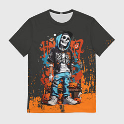 Футболка мужская Скелет с тыквами, цвет: 3D-принт