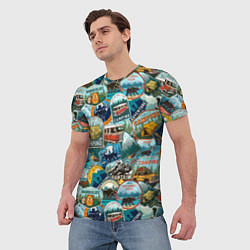 Футболка мужская Adventure stickers, цвет: 3D-принт — фото 2
