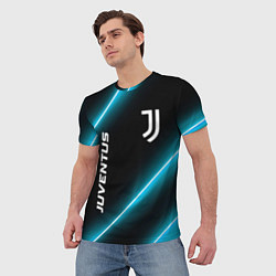 Футболка мужская Juventus неоновые лампы, цвет: 3D-принт — фото 2