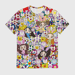 Мужская футболка Right now NewJeans and Takashi Murakami