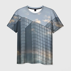 Футболка мужская Городское небо и зеркальная многоэтажка, цвет: 3D-принт