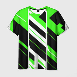 Футболка мужская Black and green stripes on a white background, цвет: 3D-принт