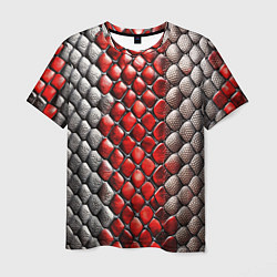 Футболка мужская Змеиная объемная текстурная красная шкура, цвет: 3D-принт