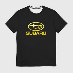 Футболка мужская Subaru logo yellow, цвет: 3D-принт